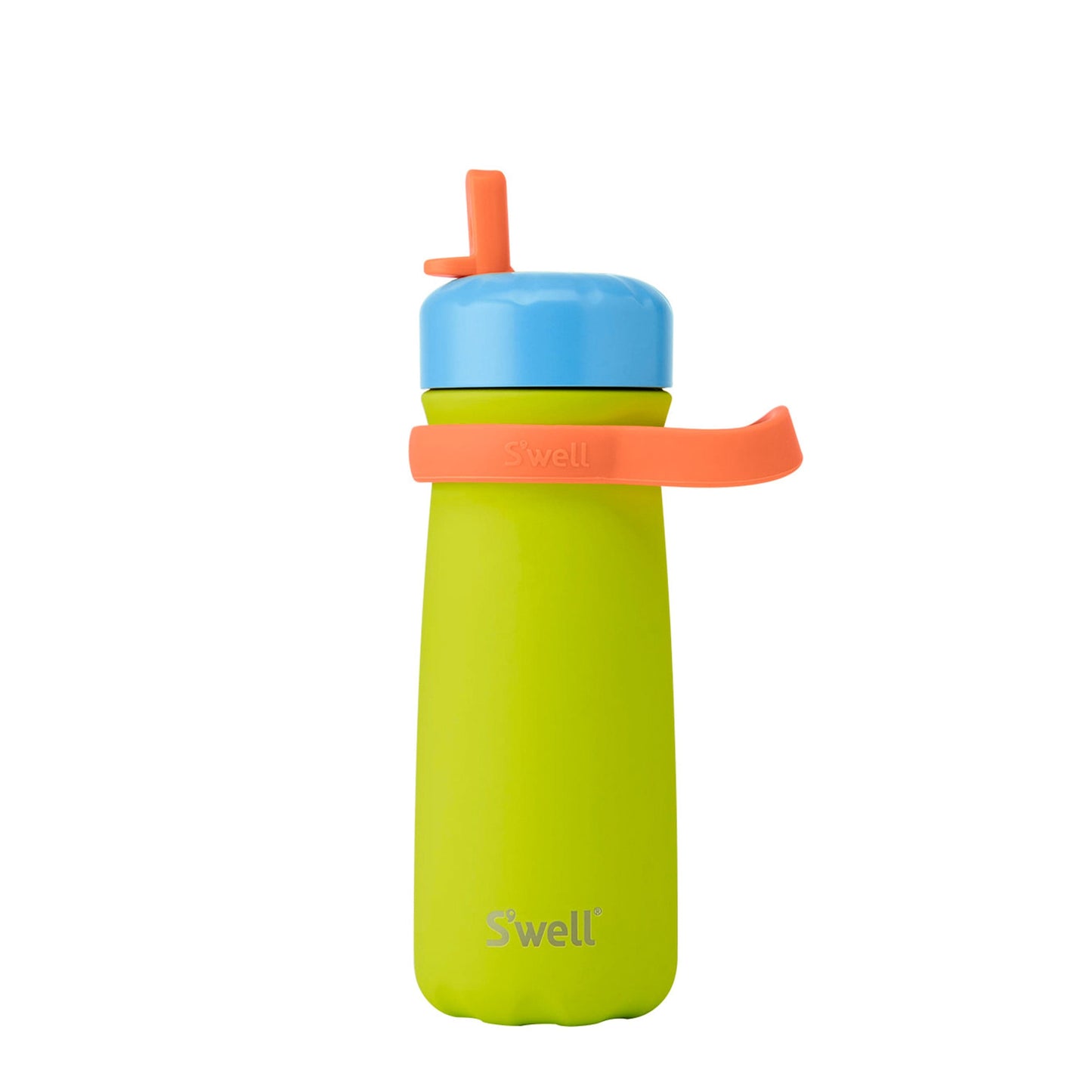 traveler-with-flip-straw-lid-16oz-w4 Swell-Kids-Water-Bottle-Traveler-16oz-Lime-Sherbet-Front-Lid-Up.jpg